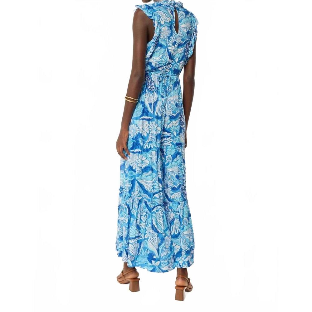 NEW POUPETTE ST BARTH women's long jumpsuit in blue tiger lily - Picture 2 of 3